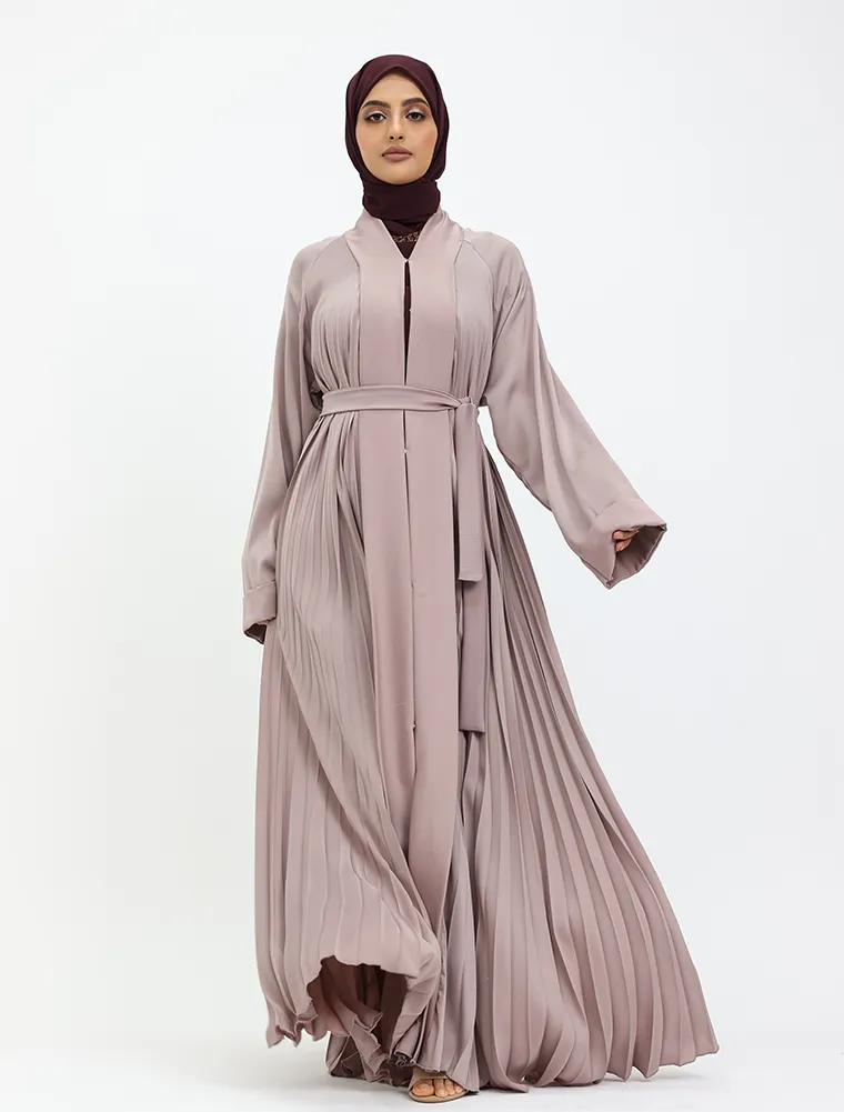 Rose Pink Pleated Silhouette Abaya